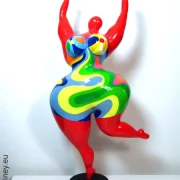 Unikat Nana-Figur Höhe 60 cm rot/bunte Farbwellen