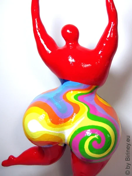 Unikat Nana-Figur Höhe 60 cm rot/bunte Farbwellen