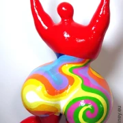 Unikat Nana-Figur Höhe 60 cm rot/bunte Farbwellen