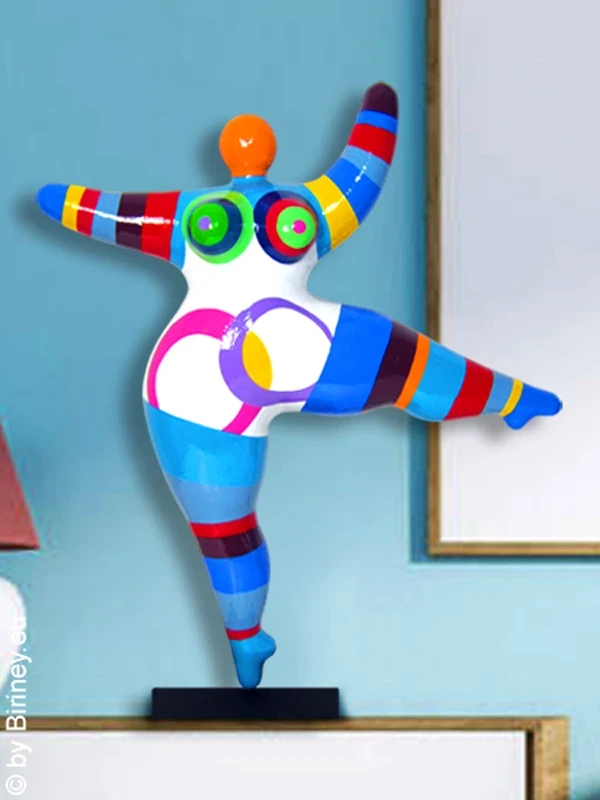 Unique Nana sculpture colorful striped height 50 cm / 19.7 inches