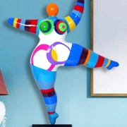 Unique Nana sculpture colorful striped height 50 cm / 19.7 inches