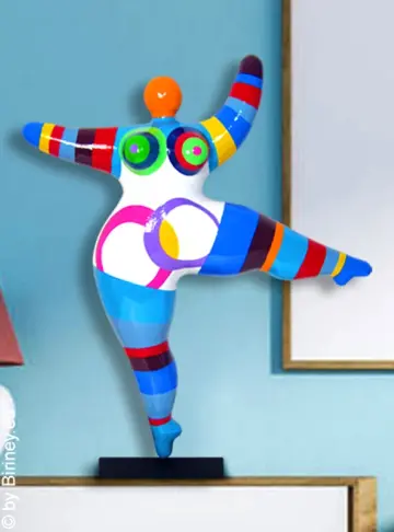 Unique Nana sculpture colorful striped height 50 cm / 19.7 inches