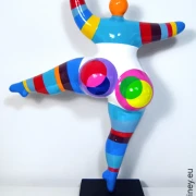 Unique Nana sculpture colorful striped height 50 cm / 19.7 inches