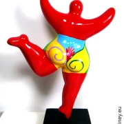 red Nana figurine “Summer” ceramic 22cm / 8.7 inches