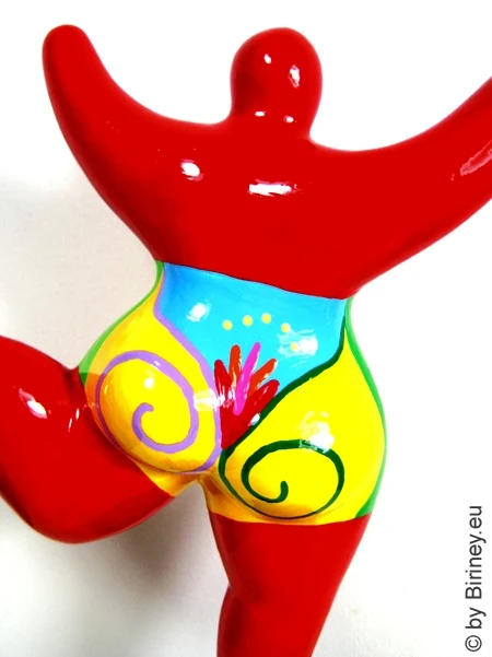 red Nana figurine “Summer” ceramic 22cm / 8.7 inches