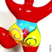 red Nana figurine “Summer” ceramic 22cm / 8.7 inches