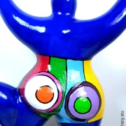 blue Nana figurine with stripes ceramic 22cm / 8.7 inches