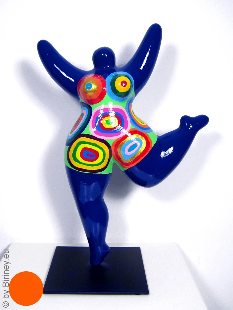 blaue Nana-Figur bunte Kringel aus Keramik!  31cm