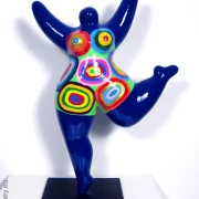 blaue Nana-Figur bunte Kringel aus Keramik!  31cm