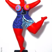 red Nana figure with lilac pattern! SL Hight 45cm/ 17.7 inches