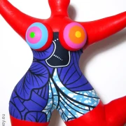 red Nana figure with lilac pattern! SL Hight 45cm/ 17.7 inches