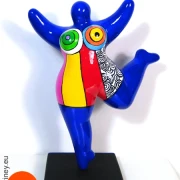 blue Nana figurine with stripes ceramic 22cm / 8.7 inches