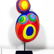 abstrakte Frauen-Figur aus Holzmaché handbemalt  36cm