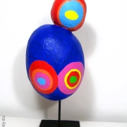 abstrakte Frauen-Figur aus Holzmaché handbemalt  36cm
