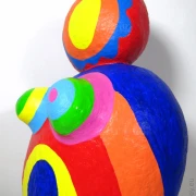 abstrakte Frauen-Figur aus Holzmaché handbemalt  36cm