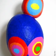 abstrakte Frauen-Figur aus Holzmaché handbemalt  36cm