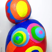 abstrakte Frauen-Figur aus Holzmaché handbemalt  36cm