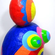abstrakte Frauen-Figur aus Holzmaché handbemalt  36cm