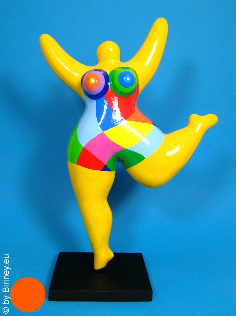 gelbe Nana-Figur "Polygone" aus handbemalter Keramik!  32cm Harlekin