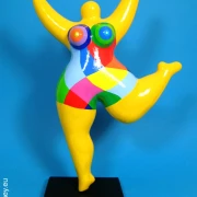 gelbe Nana-Figur "Polygone" aus handbemalter Keramik!  32cm Harlekin