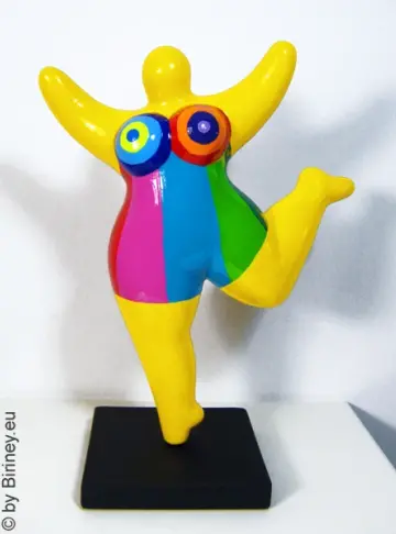 yellow Nana figurine with stripes ceramic 22cm / 8.7 inches