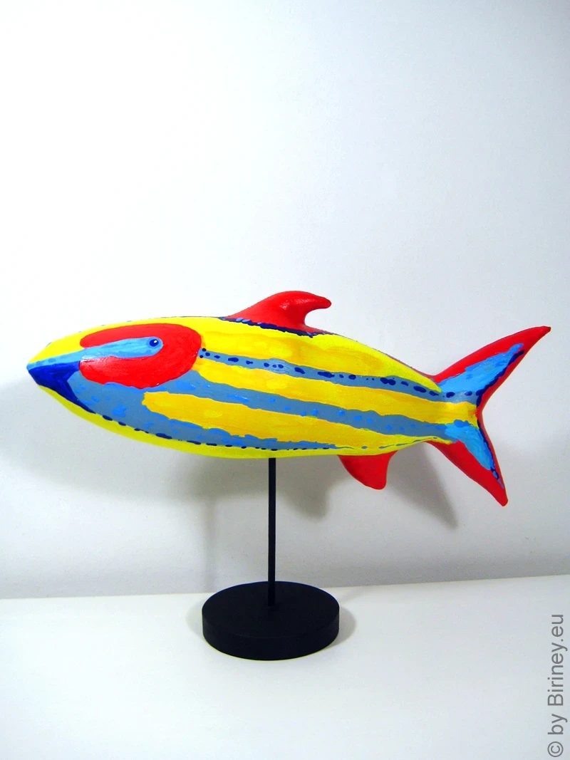 gestreifter Fisch SL Skulptur Länge 40cm
