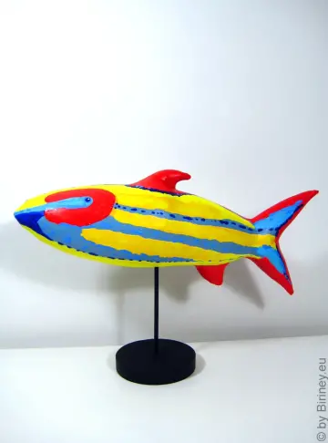 striped Fish sculpture SL handmade Length 40cm / 15.7 inches