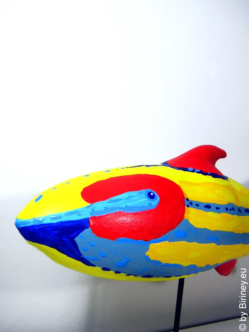 gestreifter Fisch SL Skulptur Länge 40cm