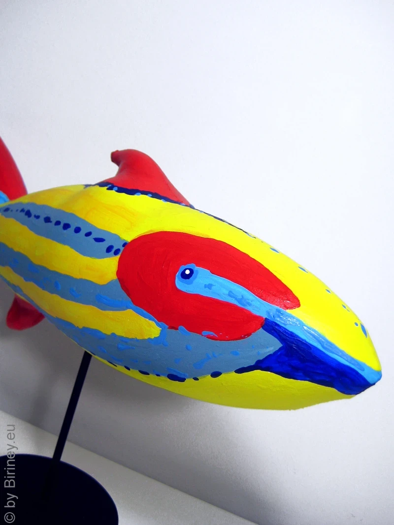 gestreifter Fisch SL Skulptur Länge 40cm