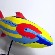 gestreifter Fisch SL Skulptur Länge 40cm
