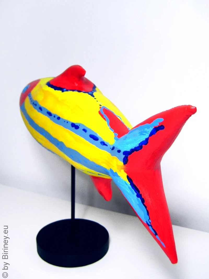 gestreifter Fisch SL Skulptur Länge 40cm