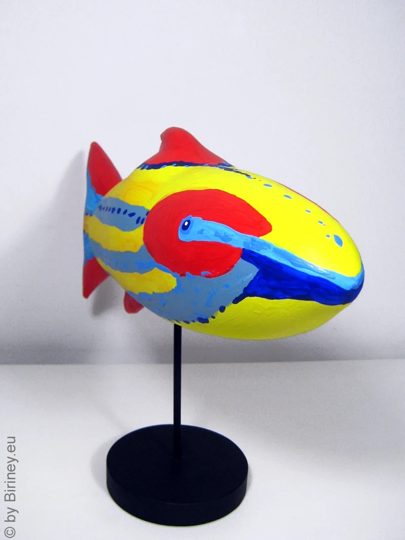 gestreifter Fisch SL Skulptur Länge 40cm