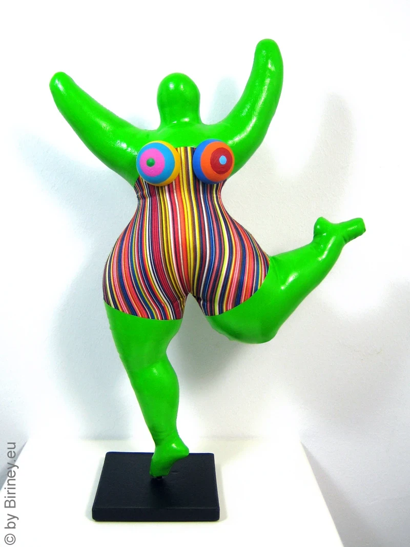 grüne Nana Figur mit Streifenmuster SL Höhe 34cm