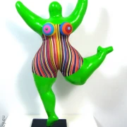 grüne Nana Figur mit Streifenmuster SL Höhe 34cm