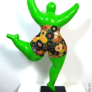 grüne Nana Figur mit Streifenmuster SL Höhe 34cm