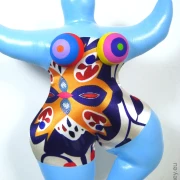 light blue Nana figure with floral pattern! SL Hight 33 cm/ 13 inches