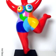 red Nana figurine “Summer” ceramic 22cm / 8.7 inches