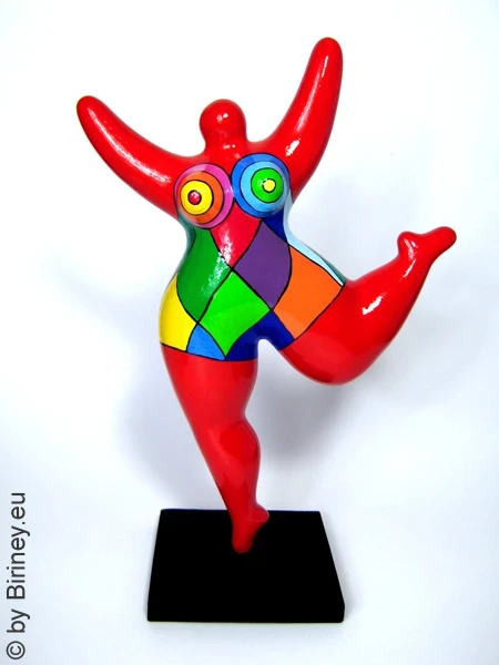 rote Nana-Figur aus handbemalter Keramik!  32cm Harlekin