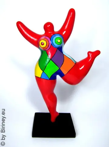 Red Nana sculpture made of ceramic!  32cm /12.5 inches Harlequin