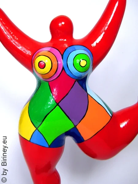 rote Nana-Figur aus handbemalter Keramik!  32cm Harlekin