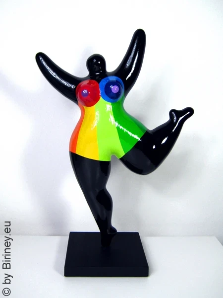 Black Nana sculpture made of ceramic!  32cm /12.5 inches block stripes