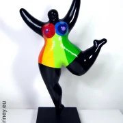 Black Nana sculpture made of ceramic!  32cm /12.5 inches block stripes