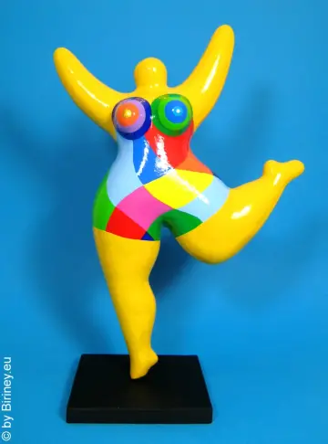 Yellow Nana sculpture "Polygones" made of ceramic!  32cm /12.5 inches Harlequin