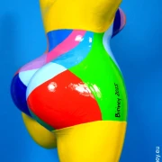 gelbe Nana-Figur "Polygone" aus handbemalter Keramik!  32cm Harlekin