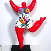 red Nana sculpture with flower pattern! 30cm / 11.8 inches