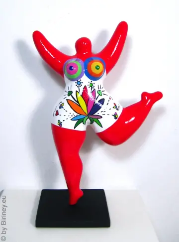 rote Nana-Figur mit Blütenmuster! 30cm