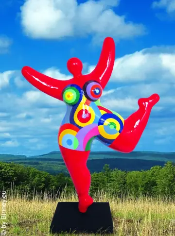 red Nana garden figure with geometric pattern! 35 inches Unique piece