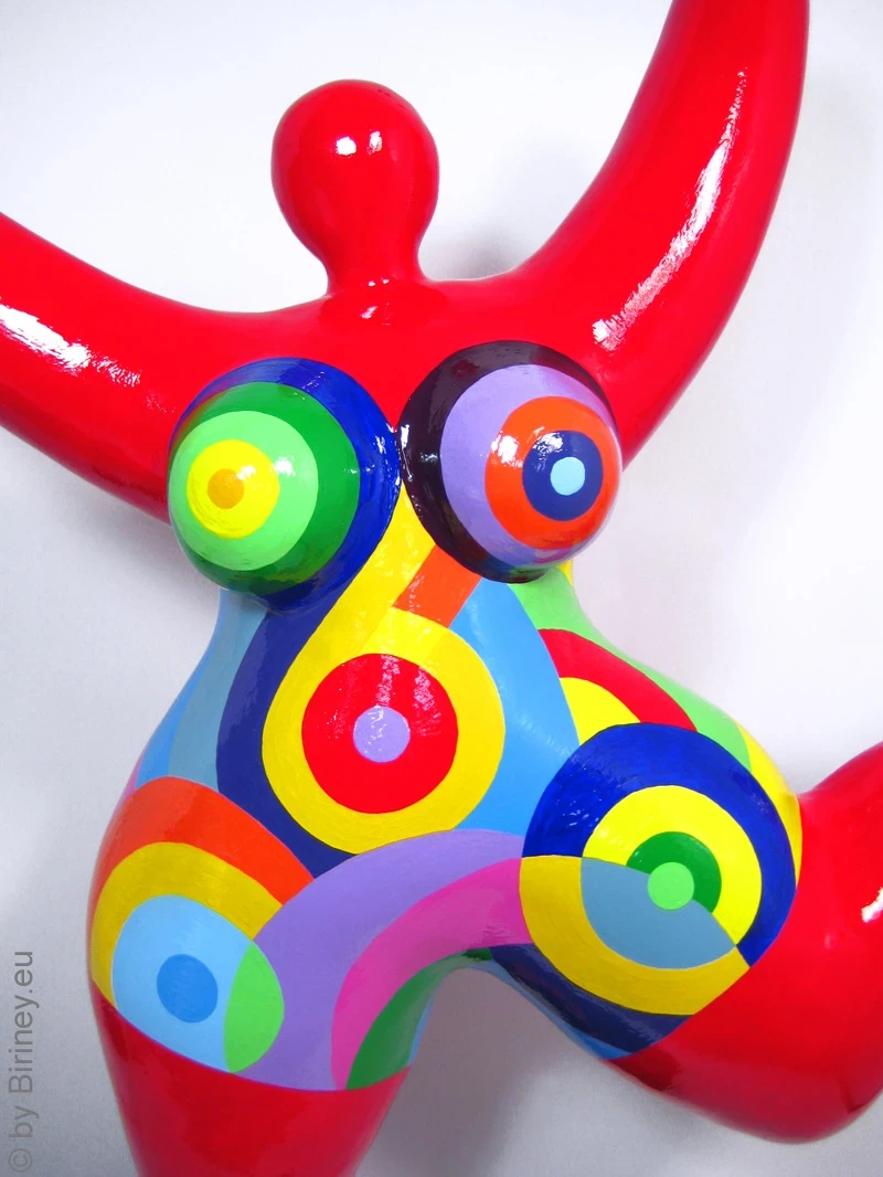 red Nana garden figure with geometric pattern! 35 inches Unique piece