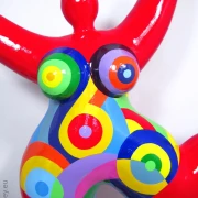 red Nana garden figure with geometric pattern! 35 inches Unique piece