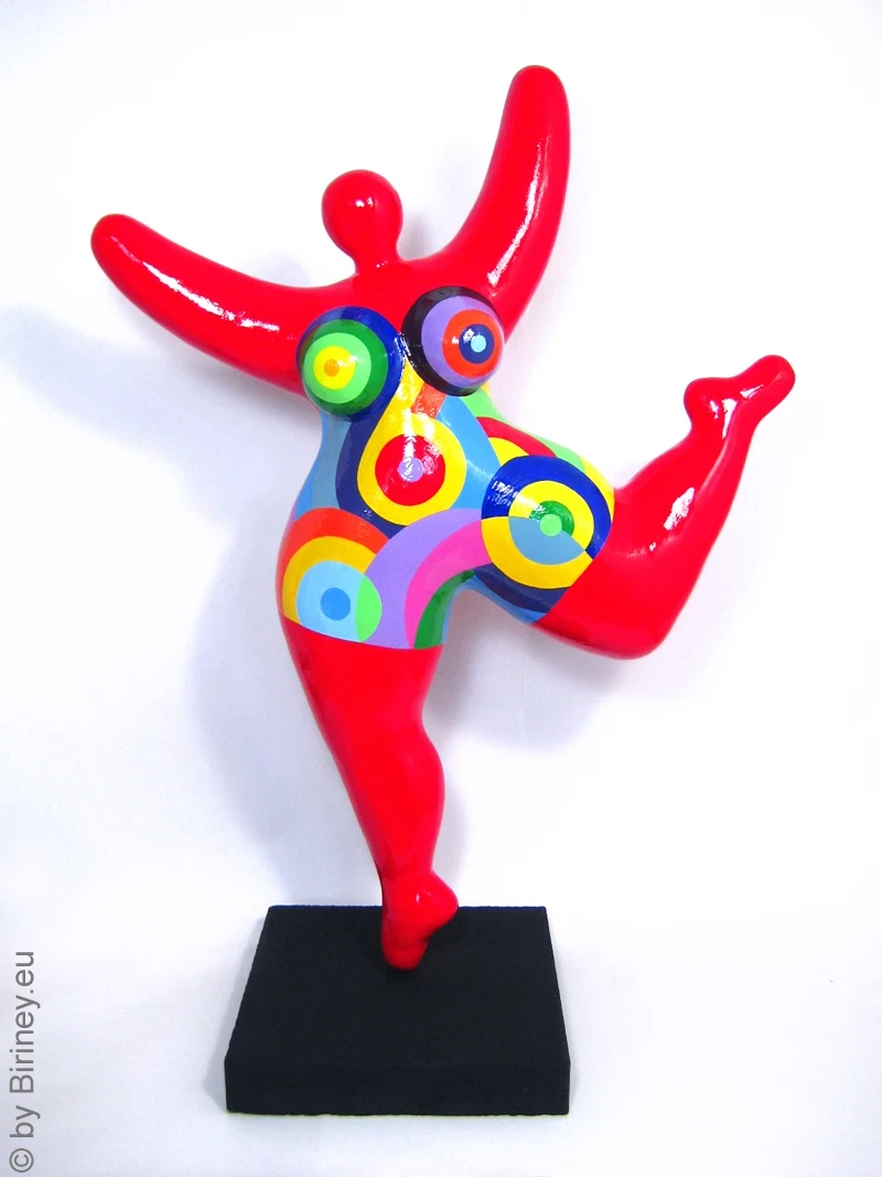 red Nana garden figure with geometric pattern! 35 inches Unique piece